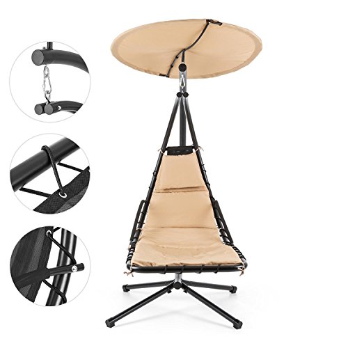 Blumfeldt Dahlia Creamy Beige –  Gartenliege – Hängesessel – Schwebeliege – Schwingliege - 2