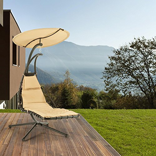 Blumfeldt Dahlia Creamy Beige –  Gartenliege – Hängesessel – Schwebeliege – Schwingliege - 4