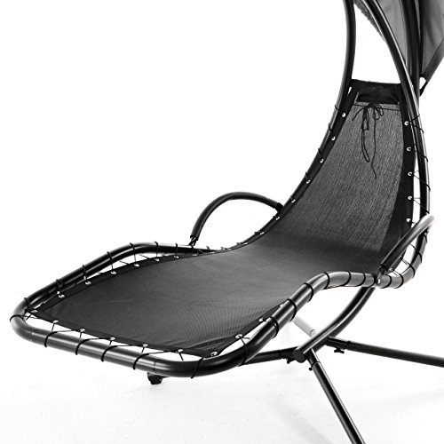 Nexos Luxus Schwebeliege Anthrazit Schwingliege Relaxliege Hängeliege Sonnenliege Hängeschaukel Inklusive Sonnenschirm - 9