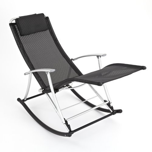Rockcamp Garten- / Freizeitstuhl aus Alu-Textilene, Schaukelstuhl, faltbar, Schwarz - 2