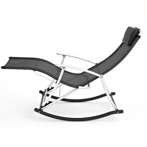 Rockcamp Garten- / Freizeitstuhl aus Alu-Textilene, Schaukelstuhl, faltbar, Schwarz - 3