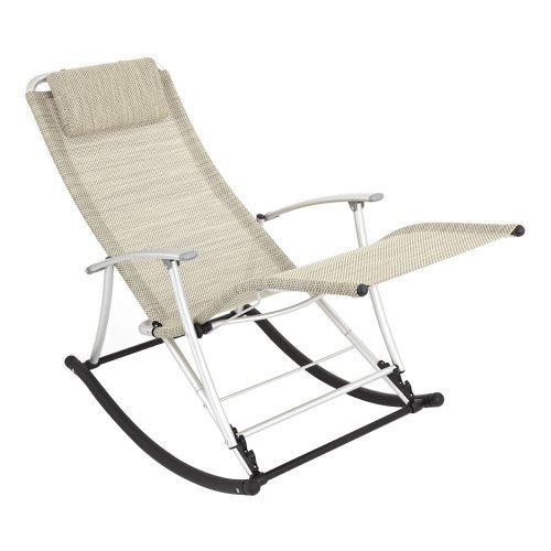 Rockcamp Garten- / Freizeitstuhl aus Alu-Textilene, Schaukelstuhl, faltbar, Beige - 2