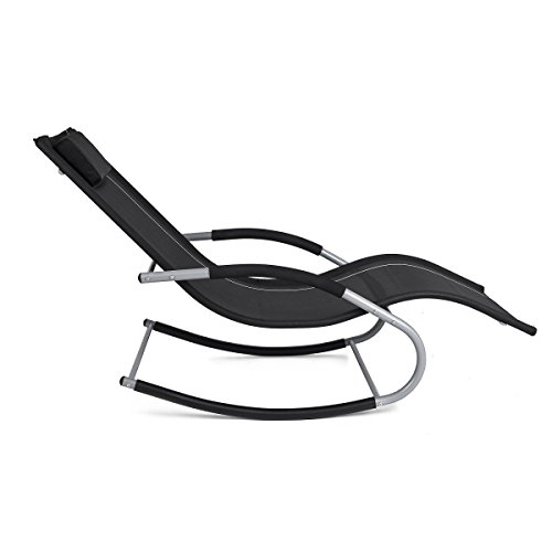Homekraft JAWA Rock Gartenliege Sonnenliege Schaukelliege Relaxliege Liegestuhl Schaukelstuhl (Schwarz) - 3