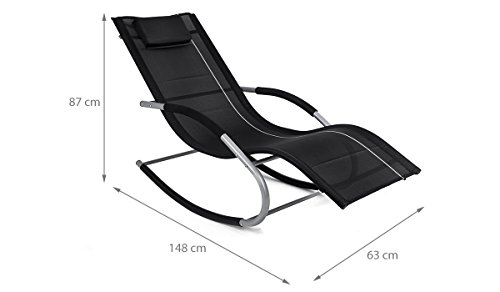Homekraft JAWA Rock Gartenliege Sonnenliege Schaukelliege Relaxliege Liegestuhl Schaukelstuhl (Schwarz) - 4
