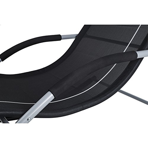 Homekraft JAWA Rock Gartenliege Sonnenliege Schaukelliege Relaxliege Liegestuhl Schaukelstuhl (Schwarz) - 6