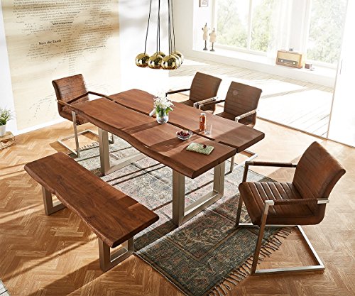 Earnest Vintage Freischwinger Design Stuhl (Braun Wildlederoptik, Gestell Edelstahl) - 2