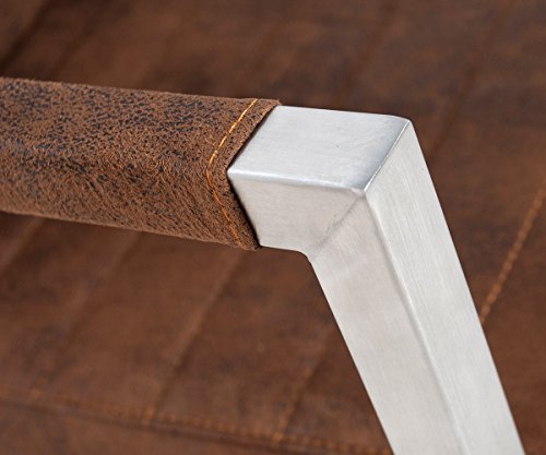 Earnest Vintage Freischwinger Design Stuhl (Braun Wildlederoptik, Gestell Edelstahl) - 8