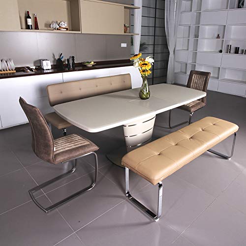 Ambiendi 2er Set Esszimmerstuhl Schwingstuhl Gebürsteter Satin Flacher Schlauch PU Aprikose und Braun Vintage Steppung Freischwinger Stühle - 6