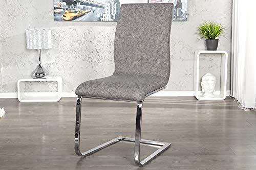 DuNord Design Esszimmerstuhl Freischwinger RIVIERA Strukturstoff grau - 2