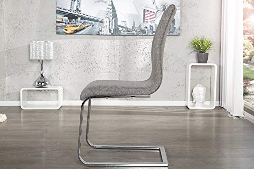 DuNord Design Esszimmerstuhl Freischwinger RIVIERA Strukturstoff grau - 4