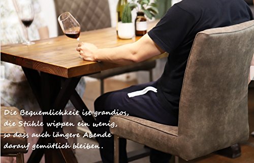 Ambiendi Schwingstuhl 2er Set Freischwinger mit Vintage PU Leder Grau-Beige Nickel-Metallgestell Freischwinger Schwingstuhl Geeignet für Wohnzimmer Esszimmer Familie 47 x 94 x 58 cm (B x H x T) - 3