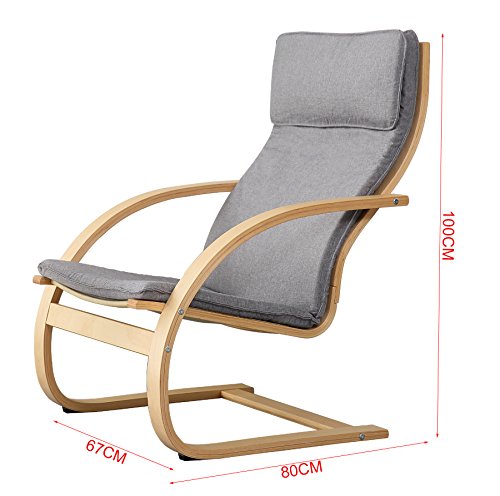 Orolay Schaukelstuhl Schwingstuhl Relaxstuhl Relaxsessel Mode Grau - 6
