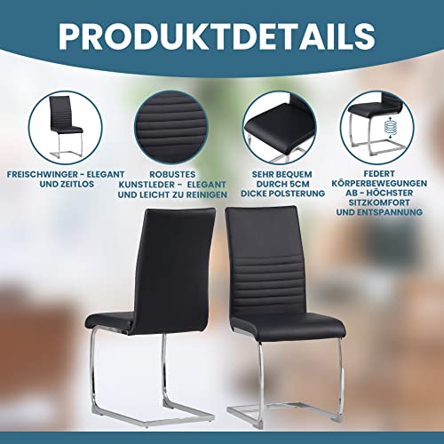 Albatros Freischwinger Murano 4-er Set Schwarz, SGS geprüft - 4