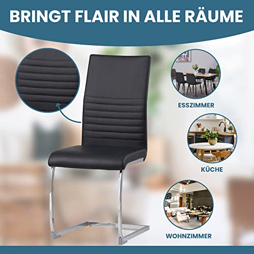 Albatros Freischwinger Murano 4-er Set Schwarz, SGS geprüft - 4