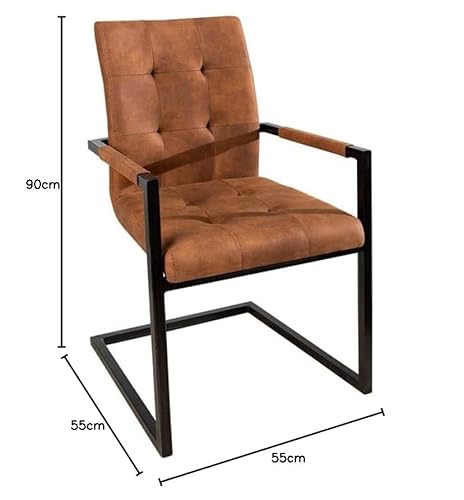 Invicta Interior Design Freischwinger Stuhl Oxford mit Armlehne Cognac Vintage braun - 2