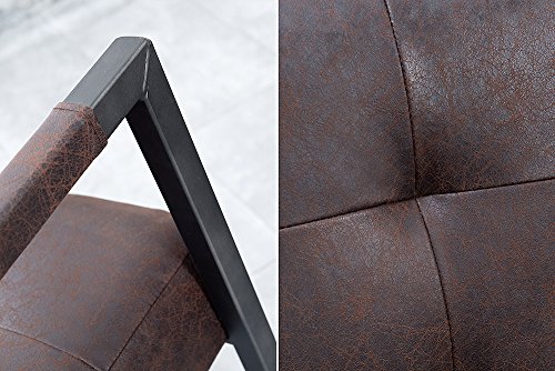 Hochwertiger Freischwinger Stuhl Rider Vintage Braun mit Armlehne Eisengestell Esszimmerstuhl - 7