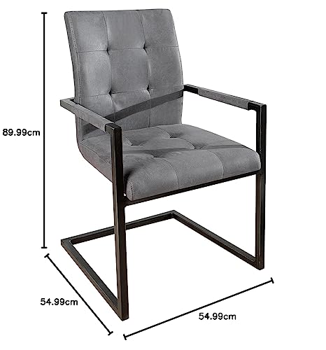 Invicta Interior Design Freischwinger Stuhl Oxford mit Armlehne Antik Grau Vintage Gestell Eisen Schwarz Armlehnenstuhl Freischwingerstuhl Esszimmerstuhl Esszimmer - 8