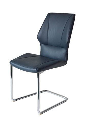 HOMEXPERTS Esszimmerstuhl 2er Set AMELIE dunkelblau Kunstleder - 4