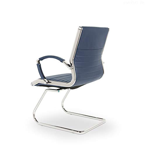 VERSEE Design Schwingstuhl Montreal – Echtleder – Blau - 3