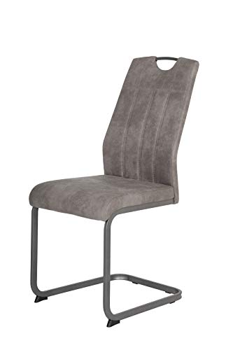 4er Set CHRISTINA II Esszimmerstuhl Microfaser Vintage-Optik Grau - 6