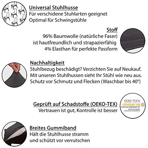 Staboos Stuhlhussen 2er Set aus 96% Baumwolle – Bi-elastische Stretch Stuhlüberzüge - 3