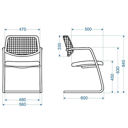 Weber Büro GAMA Konferenzstuhl Freischwinger Schwarz Netzoptik Stapelbar - 5