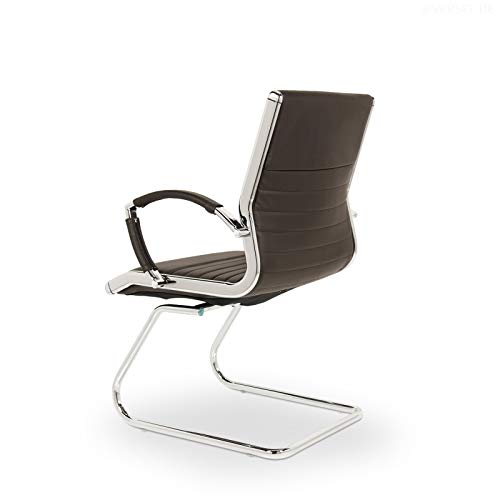 VERSEE Design Besucherstuhl Montreal – Echt-Leder – braun – mit Armlehnen - 3