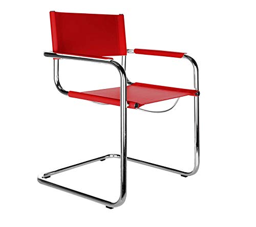 2X Denver Freischwinger Klassiker Besucherstuhl Leder Rot - 2