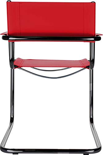 2X Denver Freischwinger Klassiker Besucherstuhl Leder Rot - 4