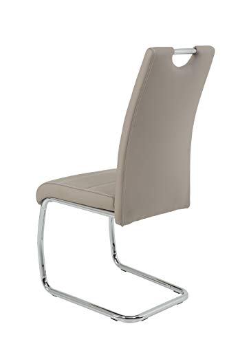 2er Set Schwingstuhl Flora, Kunstleder Cappuccino, Griffmulde, Metallgestell verchromt, 42x57x98 cm - 11