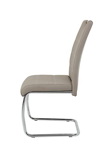 2er Set Schwingstuhl Flora, Kunstleder Cappuccino, Griffmulde, Metallgestell verchromt, 42x57x98 cm - 13