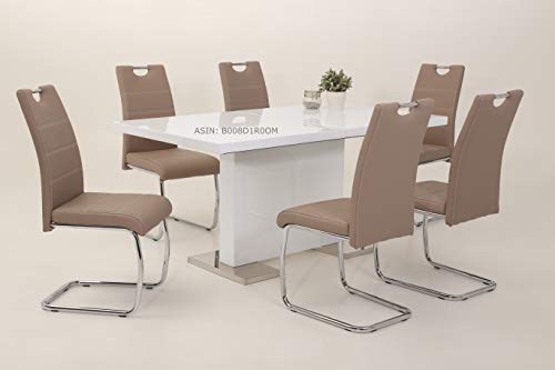 2er Set Schwingstuhl Flora, Kunstleder Cappuccino, Griffmulde, Metallgestell verchromt, 42x57x98 cm - 3