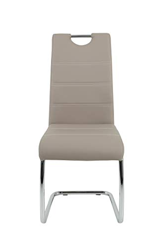 2er Set Schwingstuhl Flora, Kunstleder Cappuccino, Griffmulde, Metallgestell verchromt, 42x57x98 cm - 6