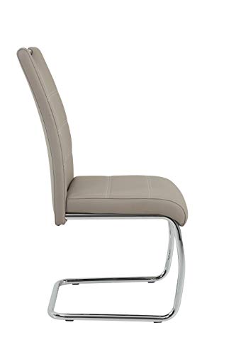 2er Set Schwingstuhl Flora, Kunstleder Cappuccino, Griffmulde, Metallgestell verchromt, 42x57x98 cm - 8