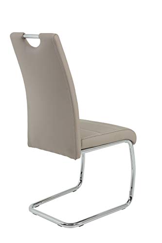 2er Set Schwingstuhl Flora, Kunstleder Cappuccino, Griffmulde, Metallgestell verchromt, 42x57x98 cm - 9