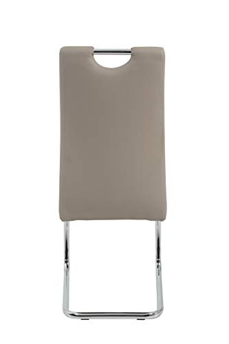 2er Set Schwingstuhl Flora, Kunstleder Cappuccino, Griffmulde, Metallgestell verchromt, 42x57x98 cm - 10