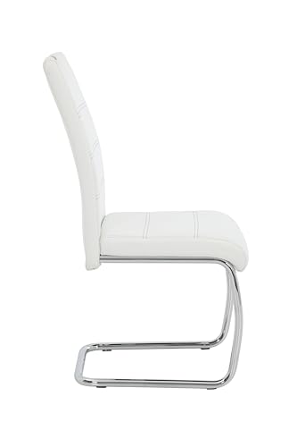 4er Set Schwingstuhl Flora, Kunstleder Weiß, Griffmulde, Metallgestell verchromt, 42x57x98 cm - 5