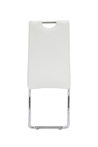 4er Set Schwingstuhl Flora, Kunstleder Weiß, Griffmulde, Metallgestell verchromt, 42x57x98 cm - 6