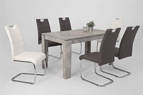 4er Set Schwingstuhl Flora, Kunstleder Weiß, Griffmulde, Metallgestell verchromt, 42x57x98 cm - 3