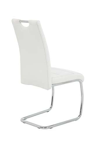 4er Set Schwingstuhl Flora, Kunstleder Weiß, Griffmulde, Metallgestell verchromt, 42x57x98 cm - 9