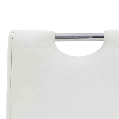 4er Set Schwingstuhl Flora, Kunstleder Weiß, Griffmulde, Metallgestell verchromt, 42x57x98 cm - 10