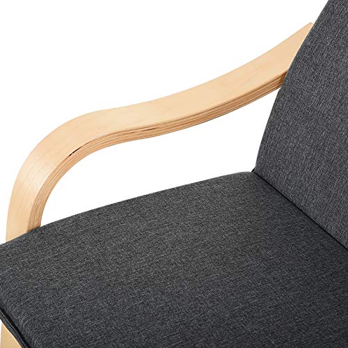 HOMCOM Relaxsessel mit Fußhocker, Ruhesessel mit Armlehne, Relaxstuhl, Leinenbezug Holzgestell Grau 65 x 69 x 98 cm - 9