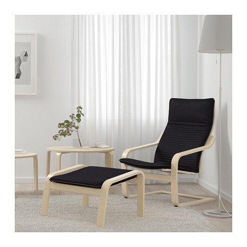 Unbekannt IKEA Schwingsessel POÄNG in Birke mit Polster KNISA schwarz - 4