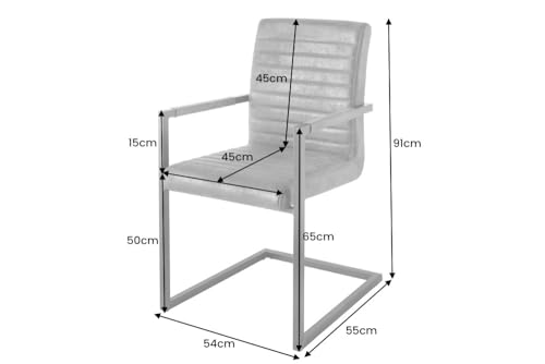 invicta INTERIOR Freischwinger Stuhl LOFT Taupe grau mit Armlehne Gestell aus Eisen Esszimmerstuhl Armlehnenstuhl Konferenzstuhl - 3