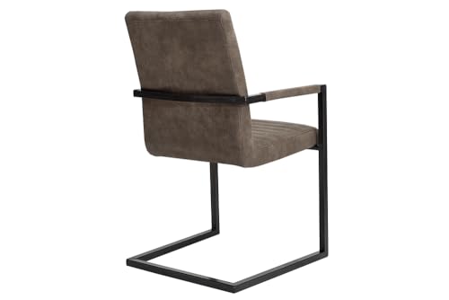 invicta INTERIOR Freischwinger Stuhl LOFT Taupe grau mit Armlehne Gestell aus Eisen Esszimmerstuhl Armlehnenstuhl Konferenzstuhl - 7