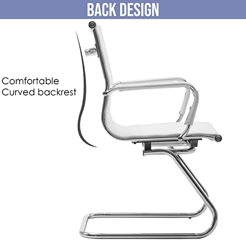 Wahson Freischwinger aus PU-Leder Besucherstuhl mit Chromgestell, Konferenzstuhl 2 Stück Schwarz (Grau) - 7