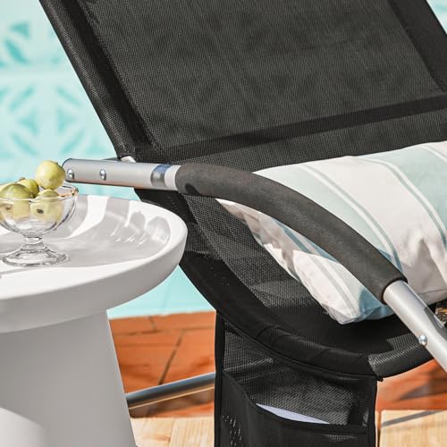 SoBuy® 2-er Set Swingliege, Schaukelliege, Sonnenliege, Liegestuhl,Gartenliege mit Tasche, Gewebe in Schwarz, 2 x OGS28-SCH - 8