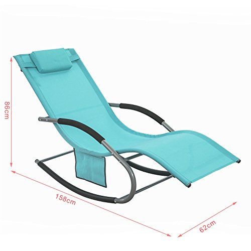 SoBuy® Swingliege Schaukelliege Sonnenliege Liegestuhl Gartenliege mit Tasche Gewebe in türkis OGS28-HB - 3