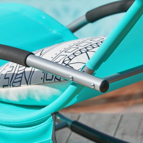 SoBuy® Swingliege Schaukelliege Sonnenliege Liegestuhl Gartenliege mit Tasche Gewebe in türkis OGS28-HB - 5