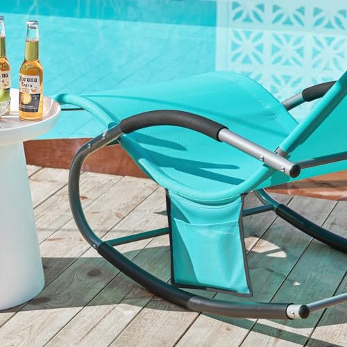 SoBuy® Swingliege Schaukelliege Sonnenliege Liegestuhl Gartenliege mit Tasche Gewebe in türkis OGS28-HB - 6